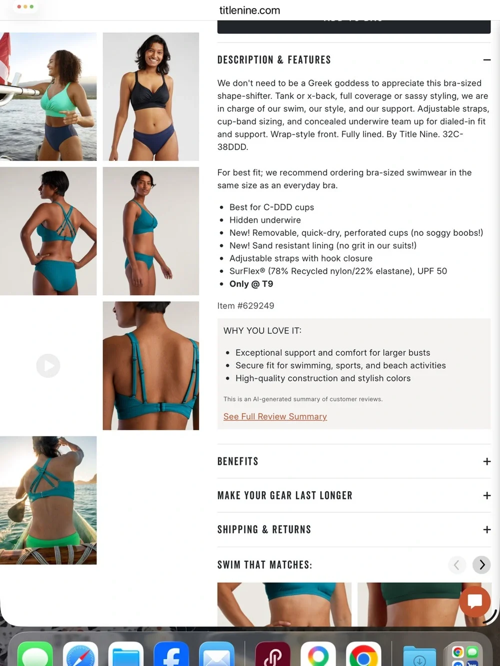 Title Nine Metis Underwire Bikini Top in 38DD